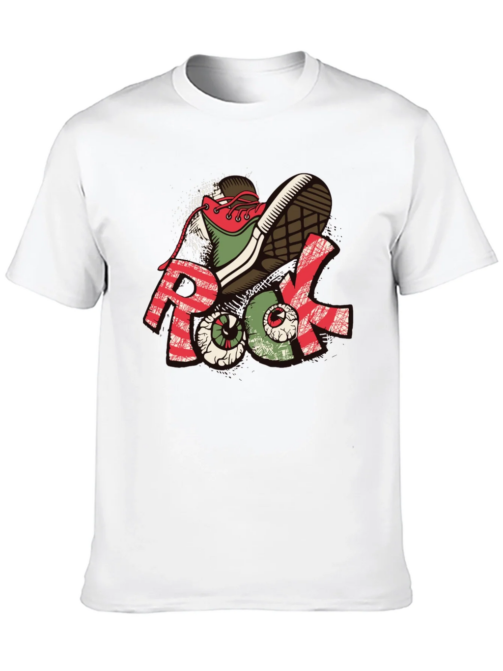 Rock Graphic Tee - Unique Shoe & Eyeball Design