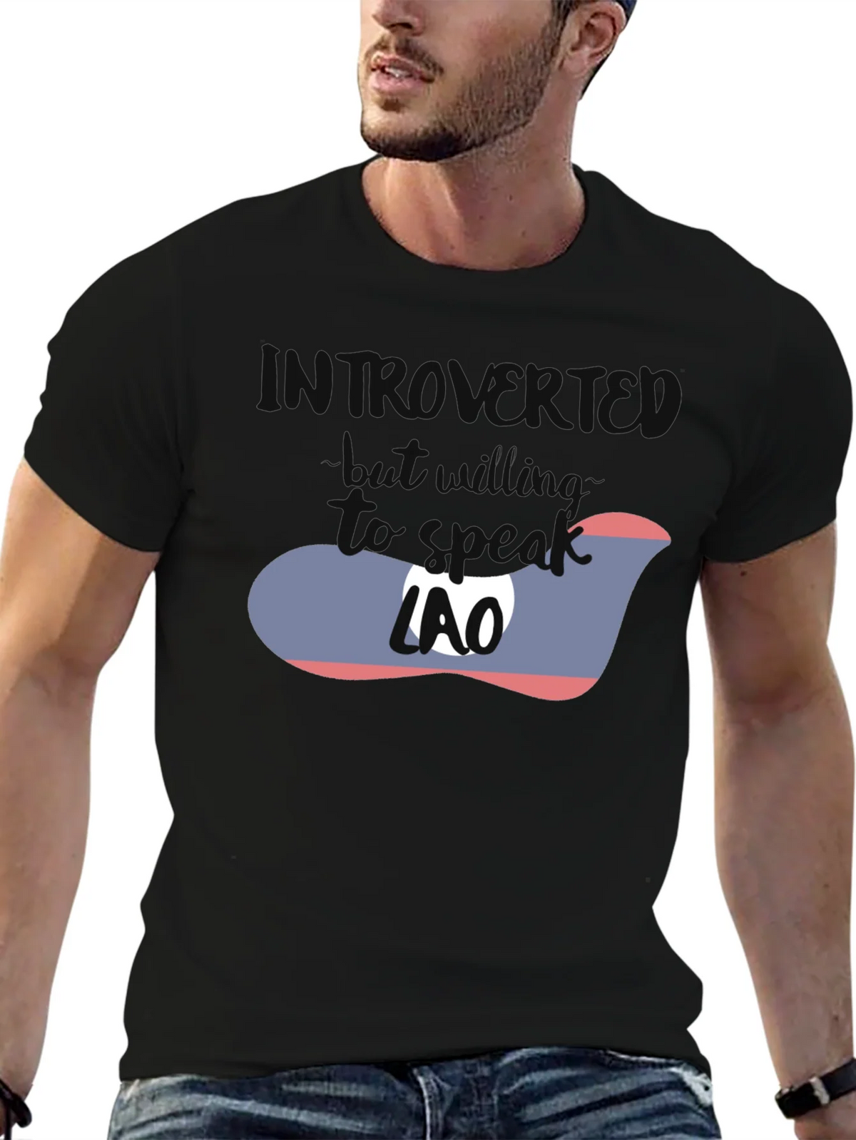 Introvert Lao Flag Graphic T-Shirt product image 5