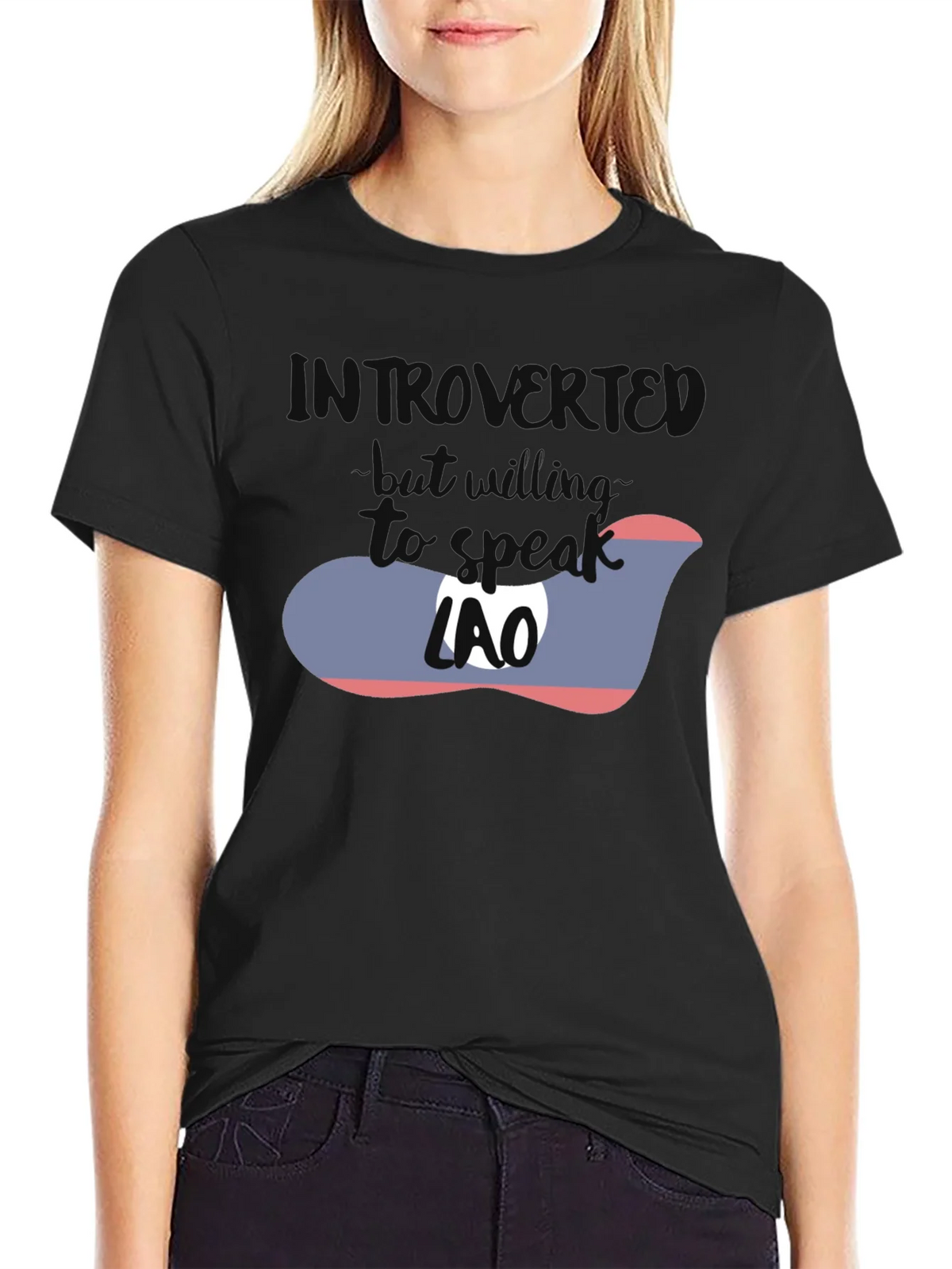 Introvert Lao Flag Graphic T-Shirt product image 1