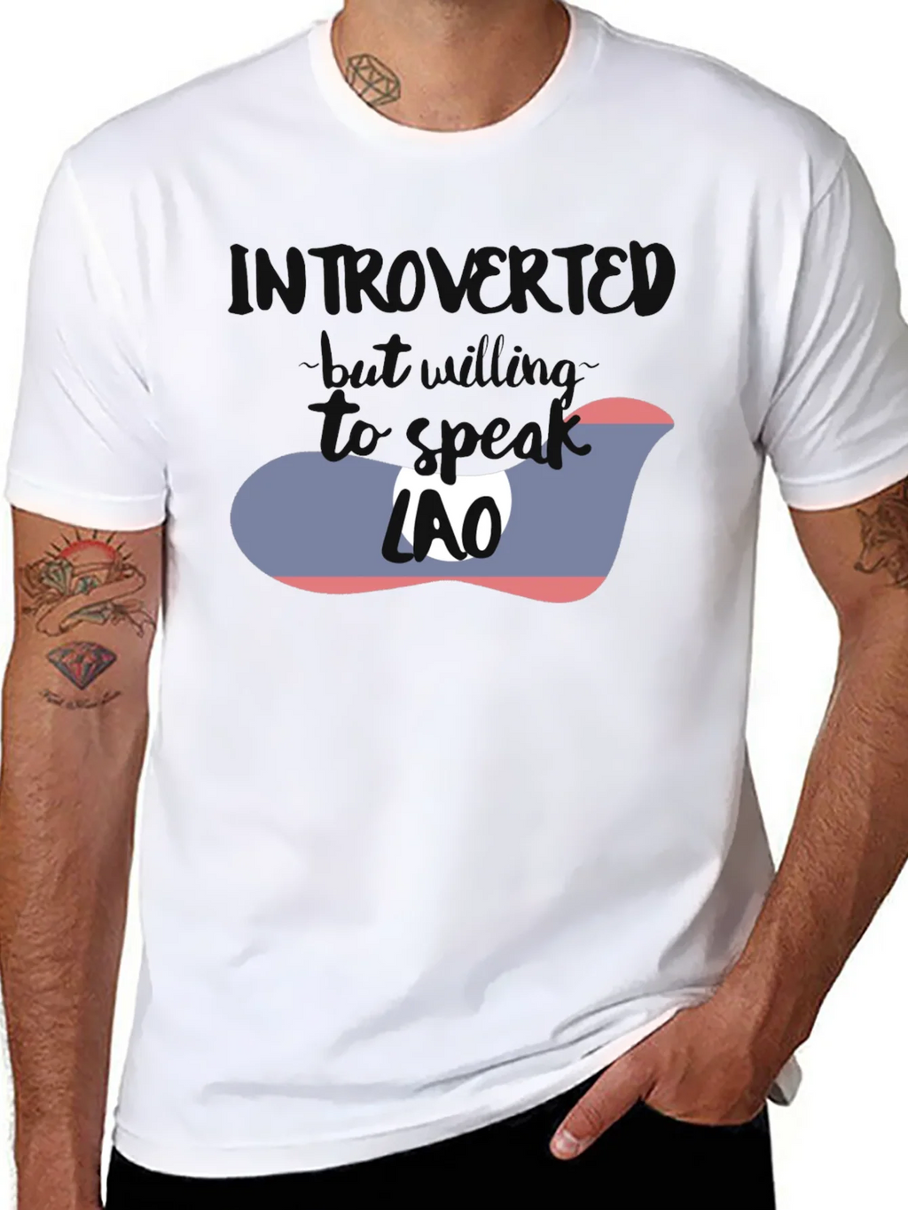 Introvert Lao Flag Graphic T-Shirt product image 6
