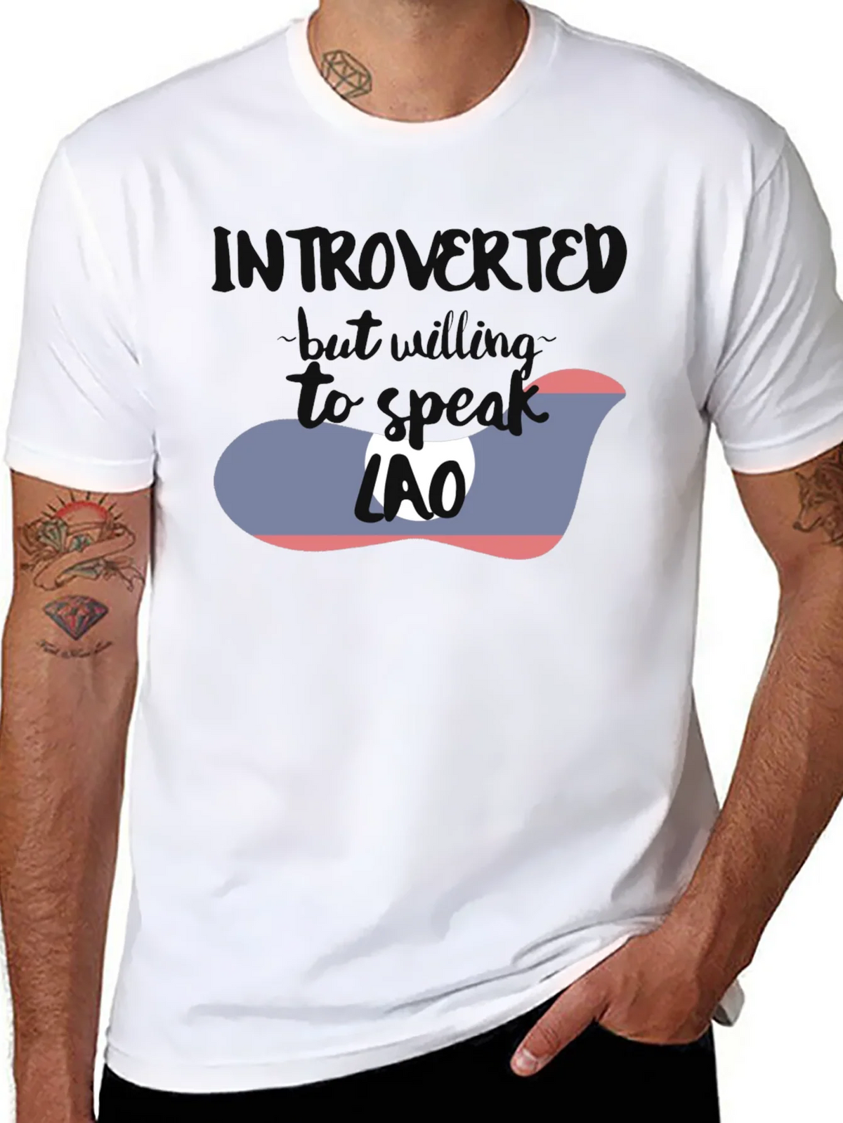 Introvert Lao Flag Graphic T-Shirt product image 6