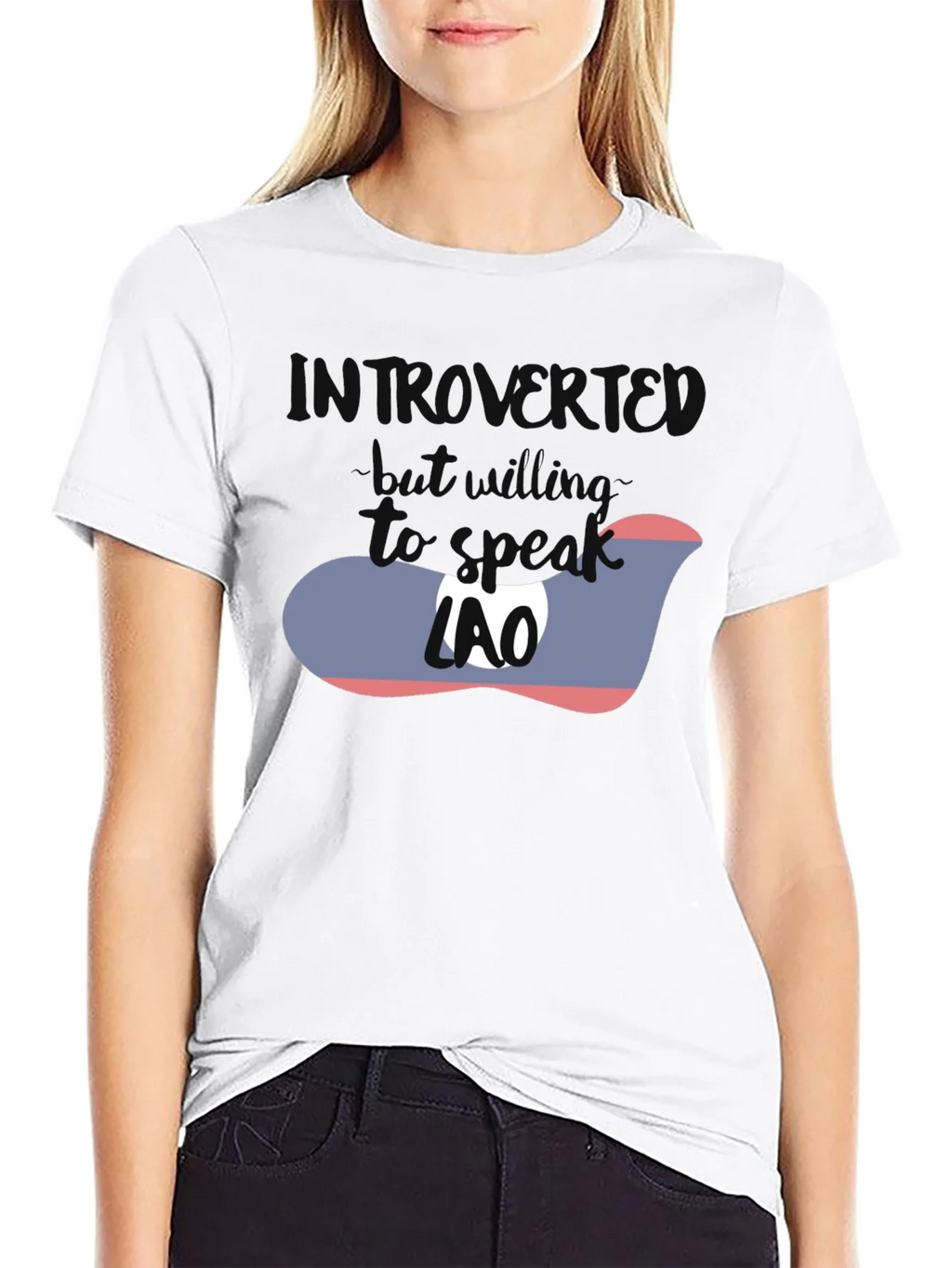 Introvert Lao Flag Graphic T-Shirt product image 7