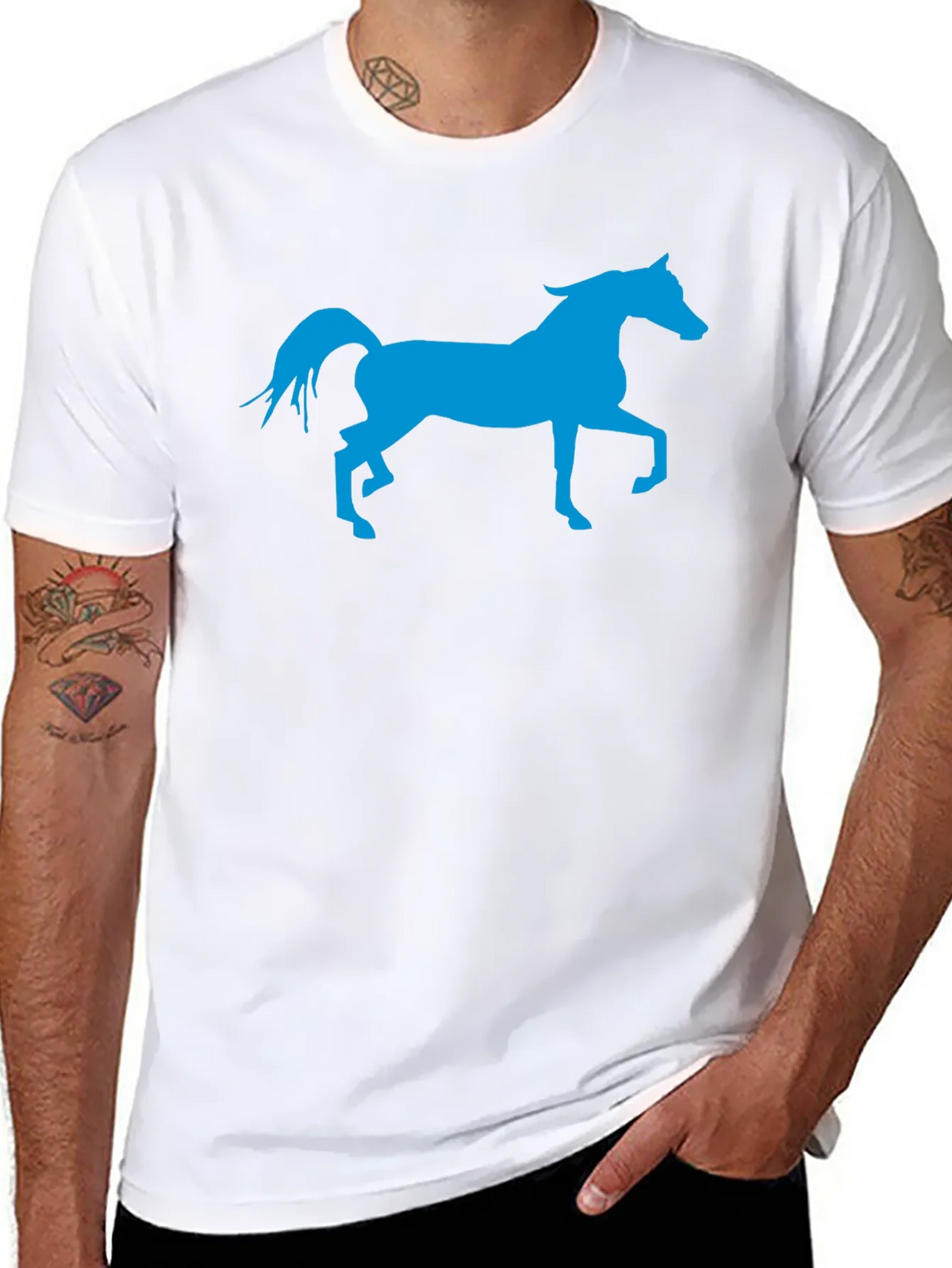 Blue Horse Graphic Black T-Shirt product image 2