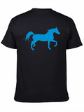 Blue Horse Graphic Black T-Shirt product image 1