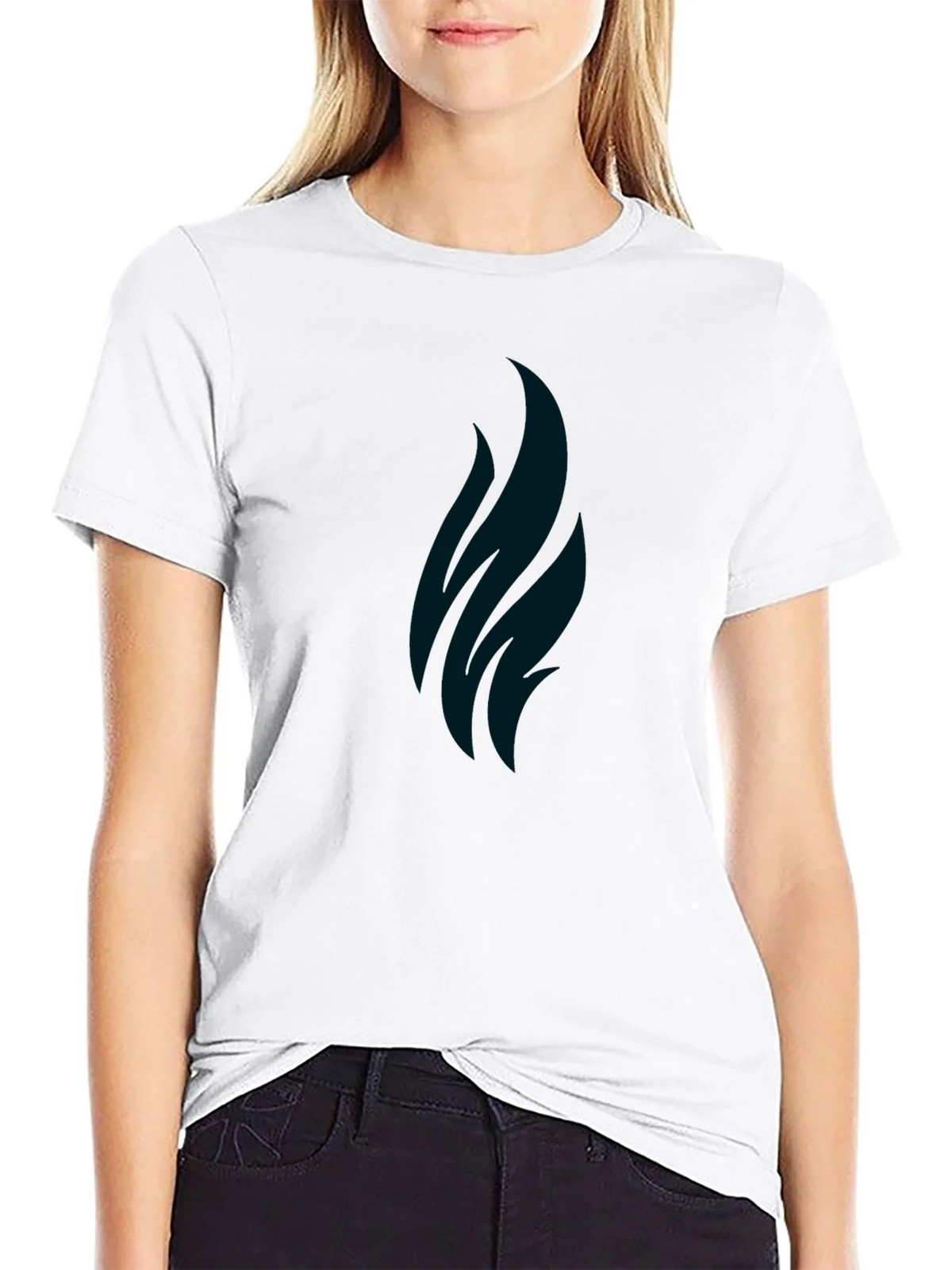 Minimalist Black T-Shirt with Abstract Flame Design product image 3