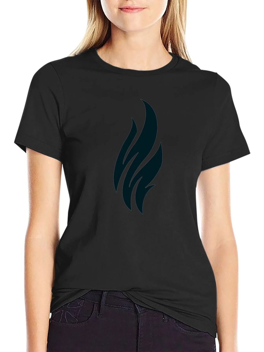 Minimalist Black T-Shirt with Abstract Flame Design product image 2