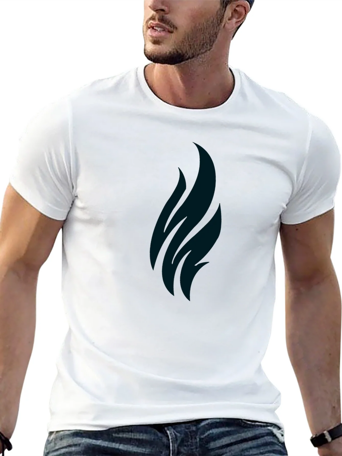 Minimalist Black T-Shirt with Abstract Flame Design product image 4