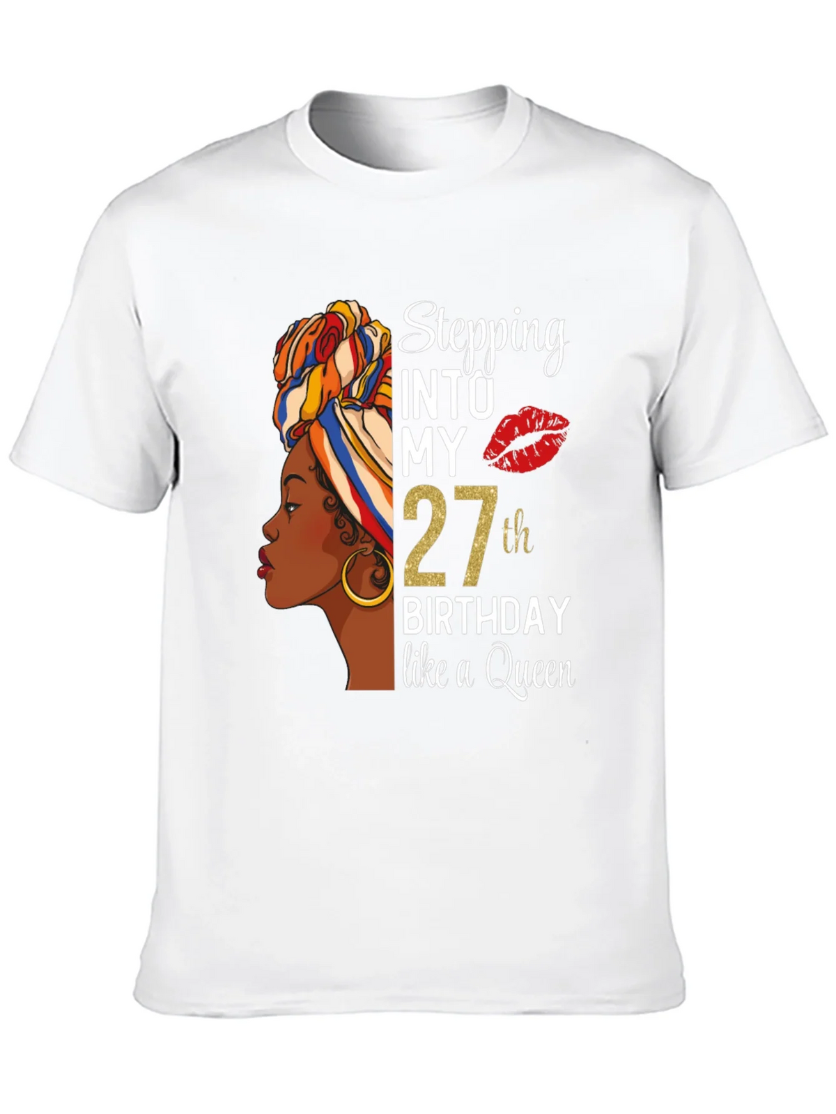 Stepping Into My 27th Birthday Like A Queen Black T-Shirt product image 6