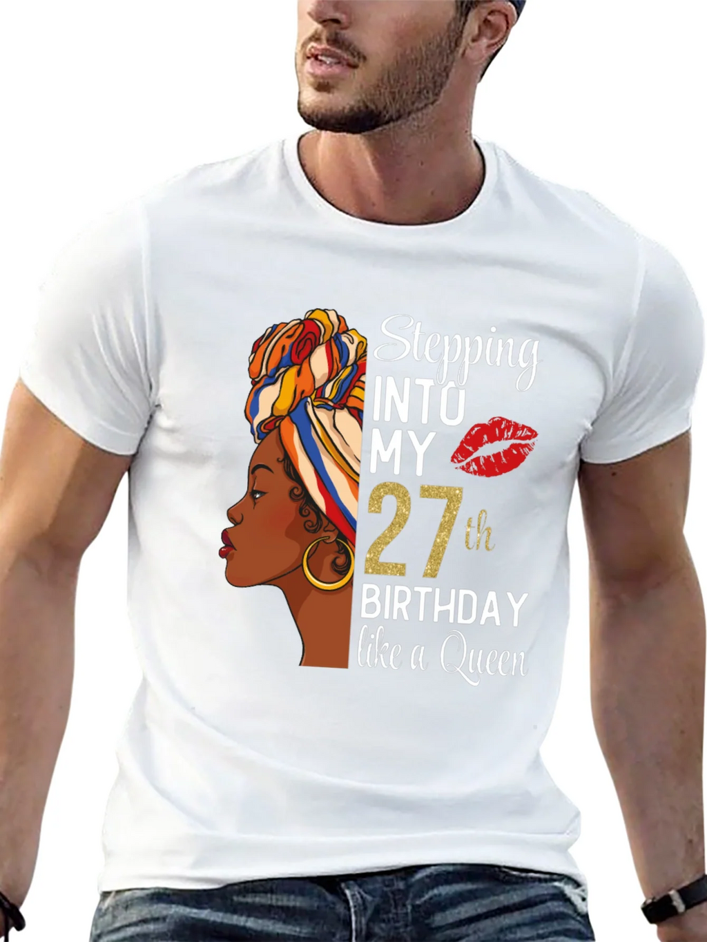Stepping Into My 27th Birthday Like A Queen Black T-Shirt product image 9