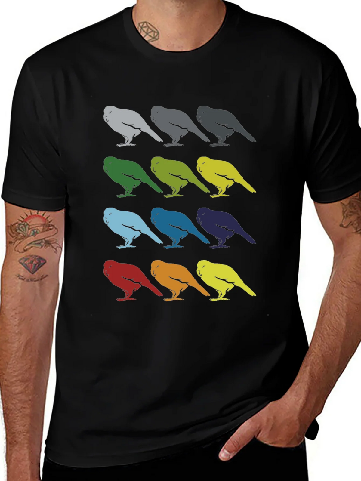 Bird Pattern Graphic Tee - Mens Black T-Shirt product image 1