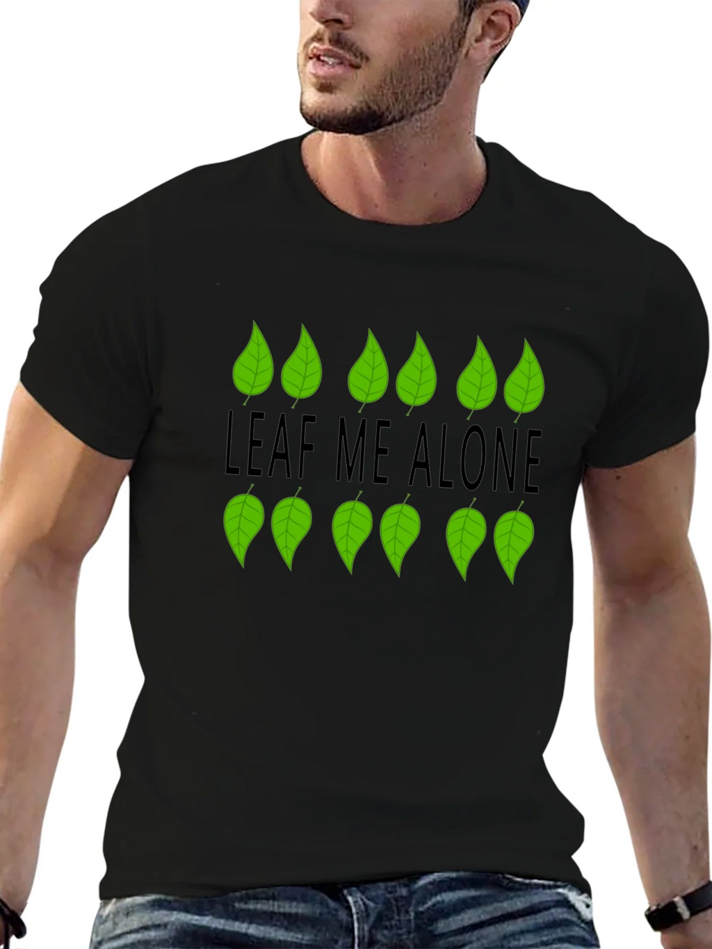Leaf Me Alone Graphic Black T-Shirt product image 4