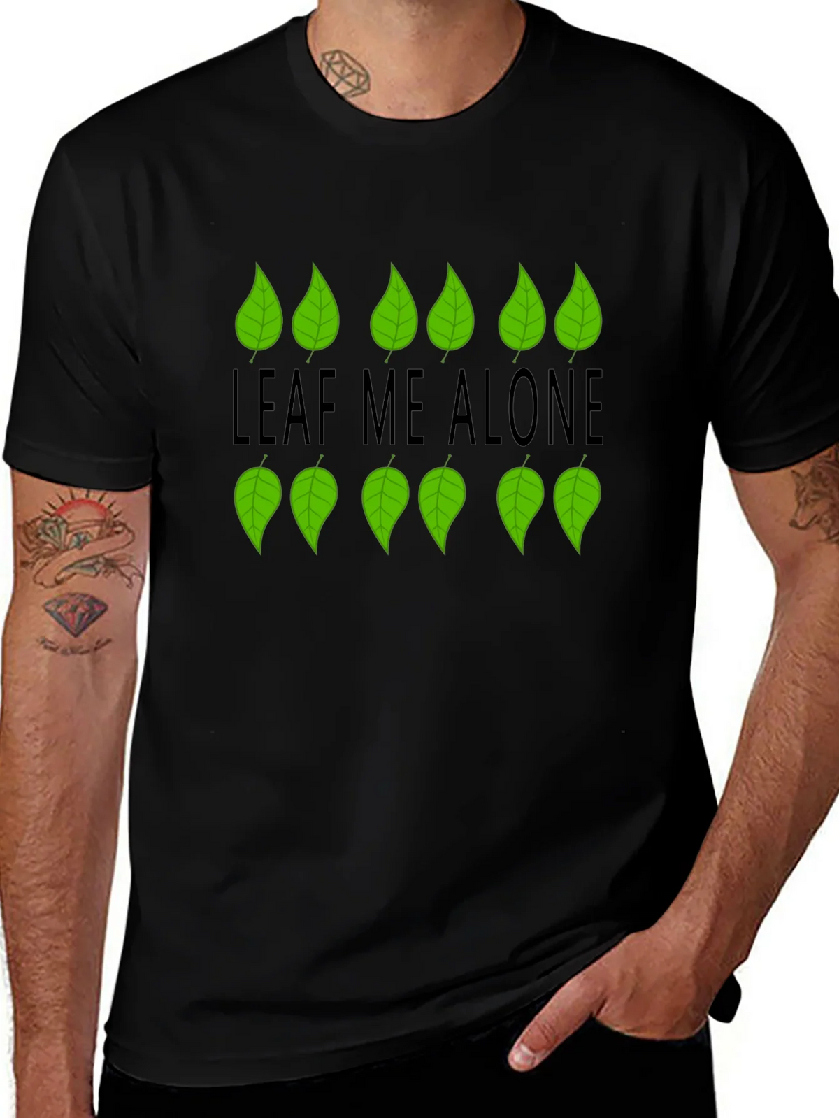 Leaf Me Alone Graphic Black T-Shirt product image 1