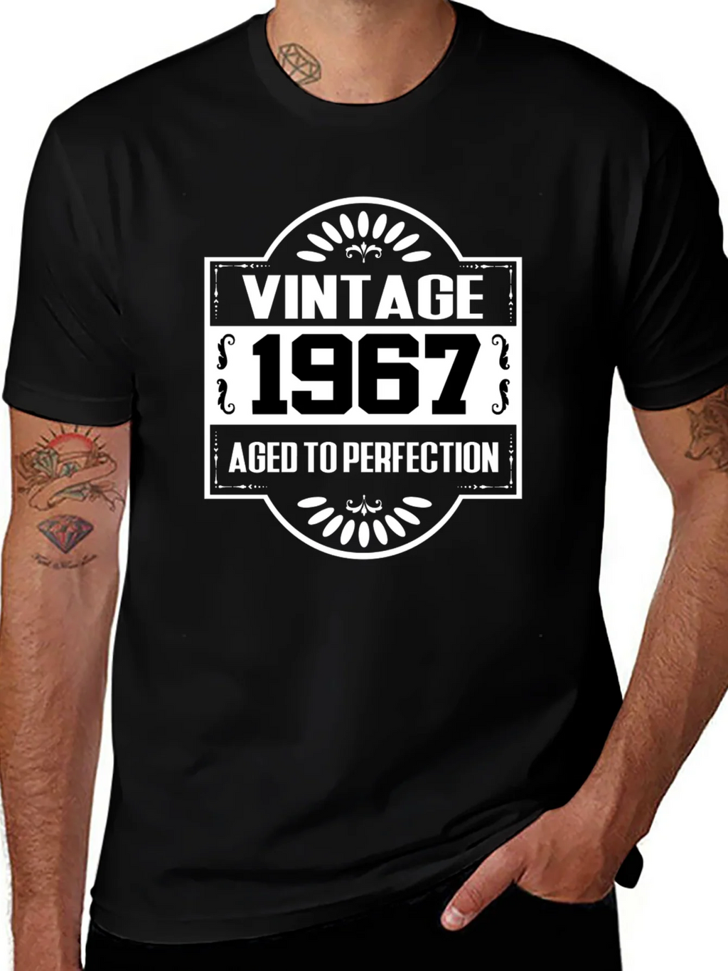 Vintage 1967 Aged To Perfection Black T-Shirt product image 1
