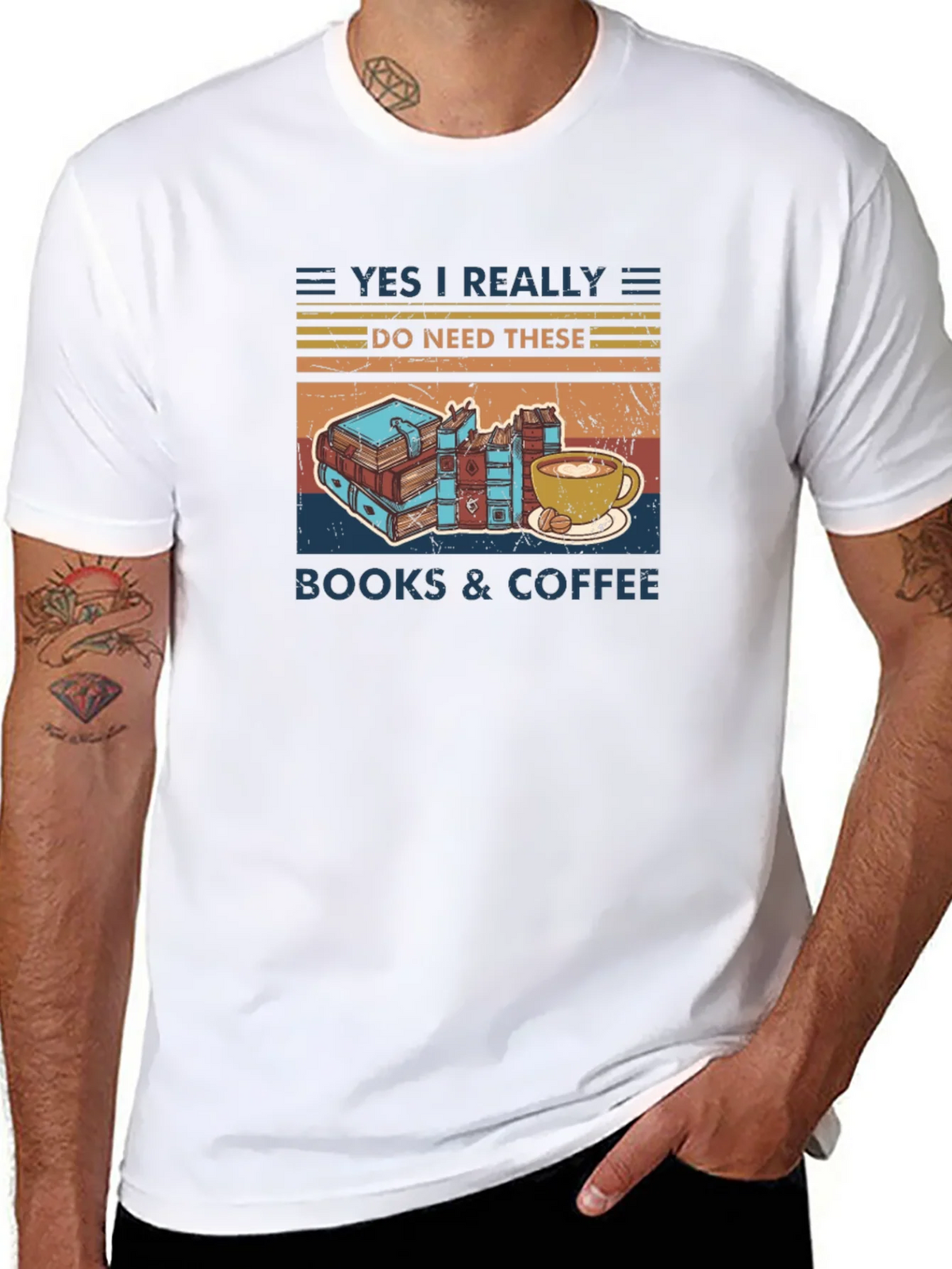 Books & Coffee Retro Graphic Tee product image 1