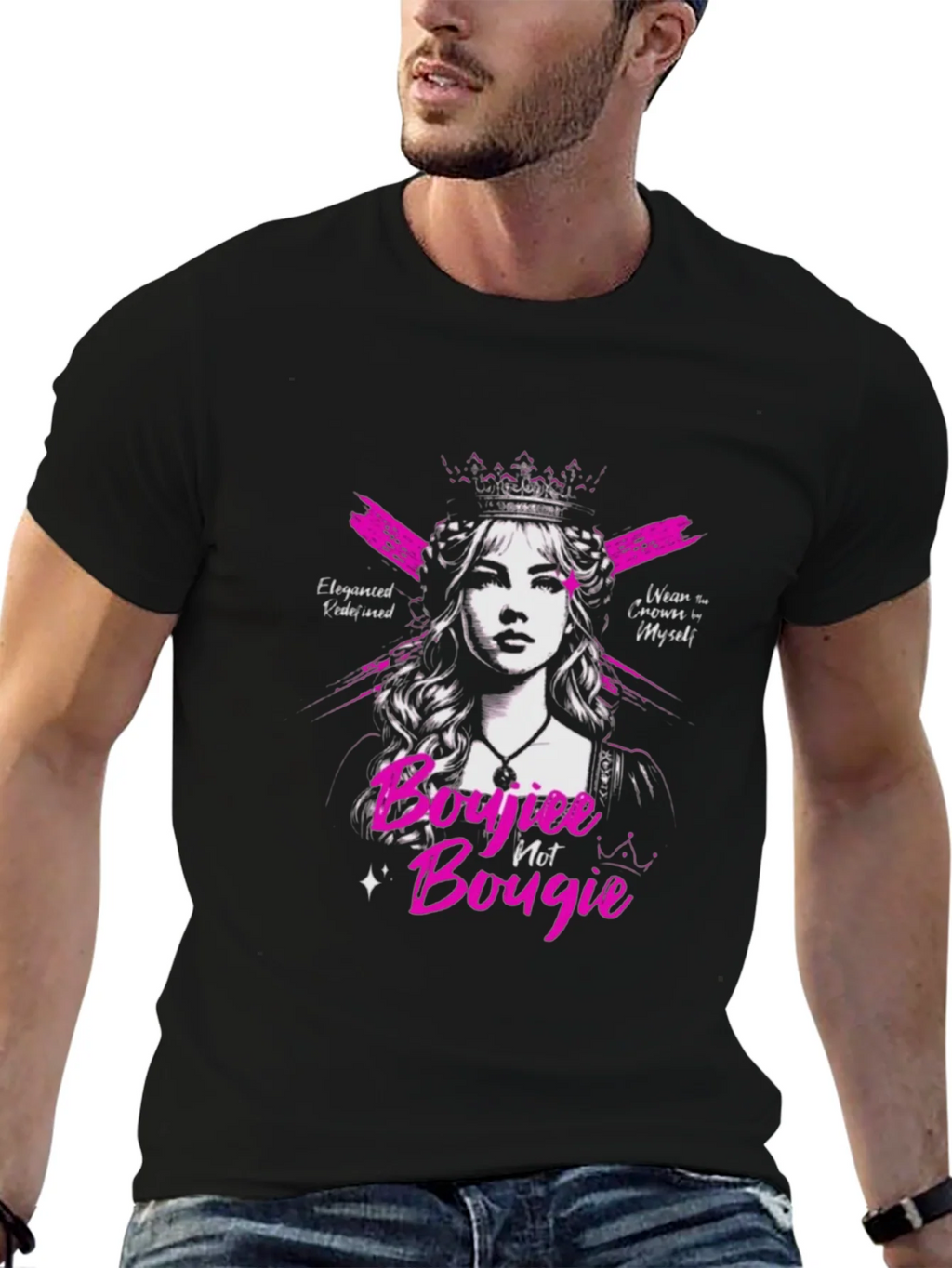 Sassy Boujiee Not Bougie Black Graphic Tee product image 5