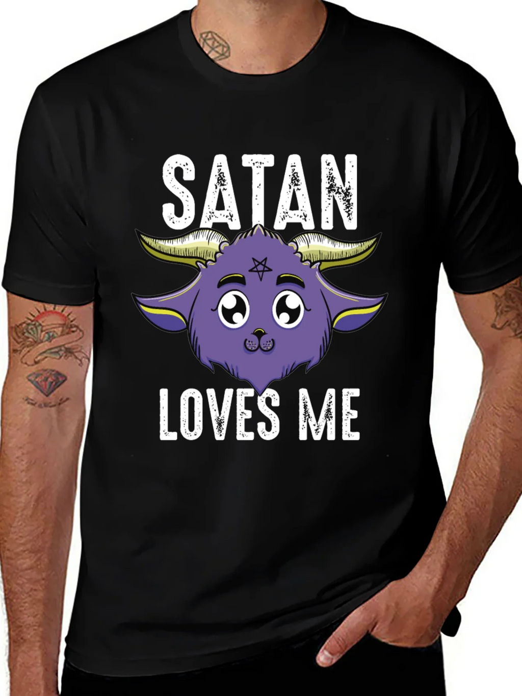 Satan Loves Me Graphic Tee - Cute Goat Design product image 1
