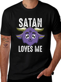 Satan Loves Me Graphic Tee - Cute Goat Design product image 1