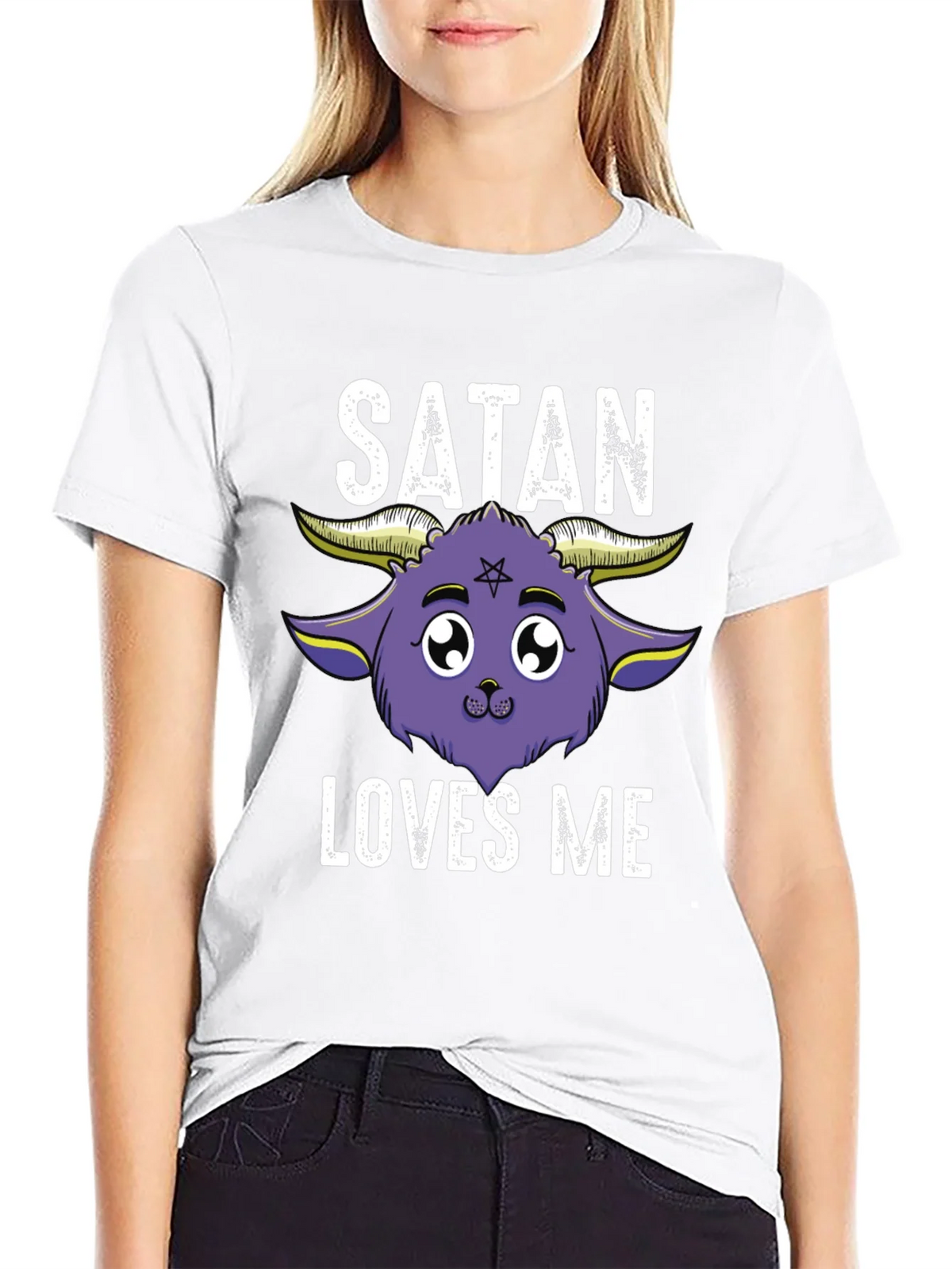 Satan Loves Me Graphic Tee - Cute Goat Design product image 8