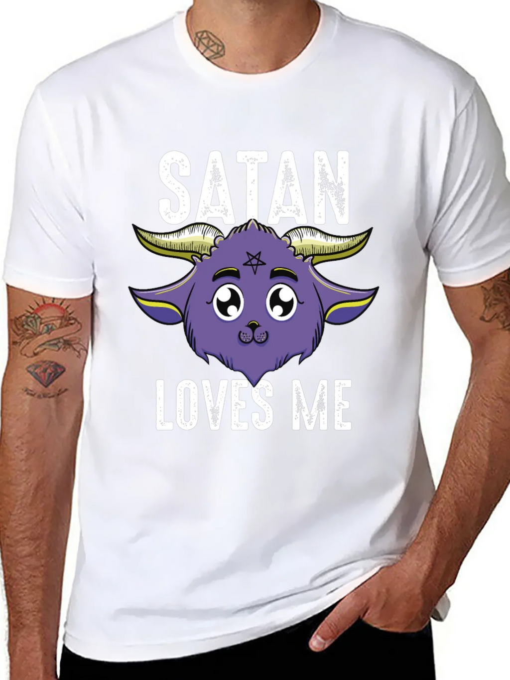 Satan Loves Me Graphic Tee - Cute Goat Design product image 7