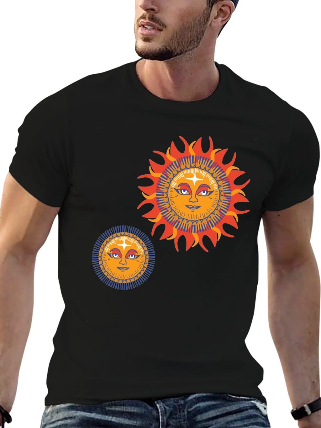 Sun Graphic Tee - Retro Style Black T-Shirt product image 6