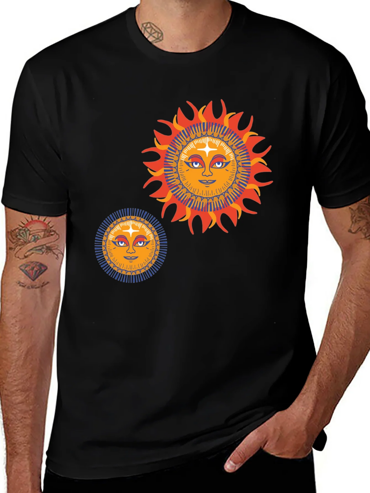 Sun Graphic Tee - Retro Style Black T-Shirt product image 1