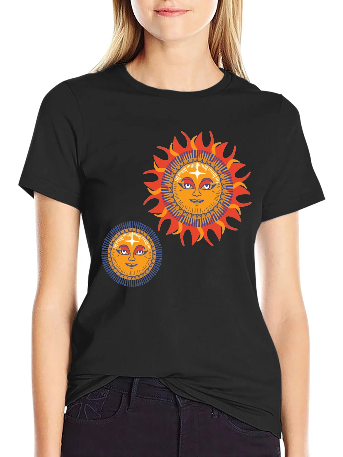 Sun Graphic Tee - Retro Style Black T-Shirt product image 2