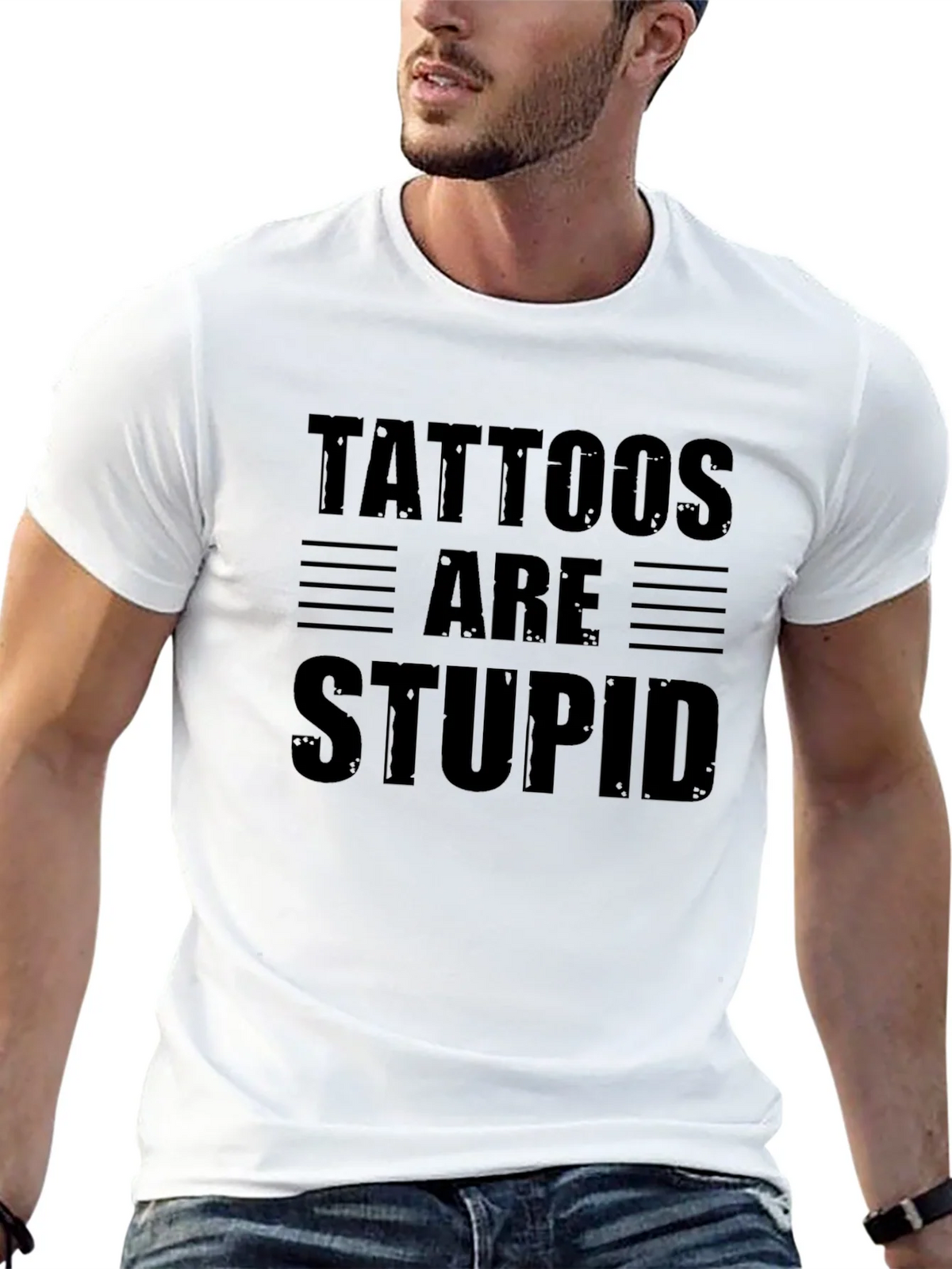 Tattoos Are Stupid Graphic T-Shirt - Sarcastic Humor Tee product image 4