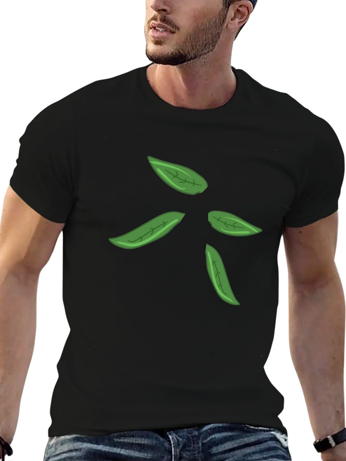 Leaf Design Black T-Shirt for Men product image 6