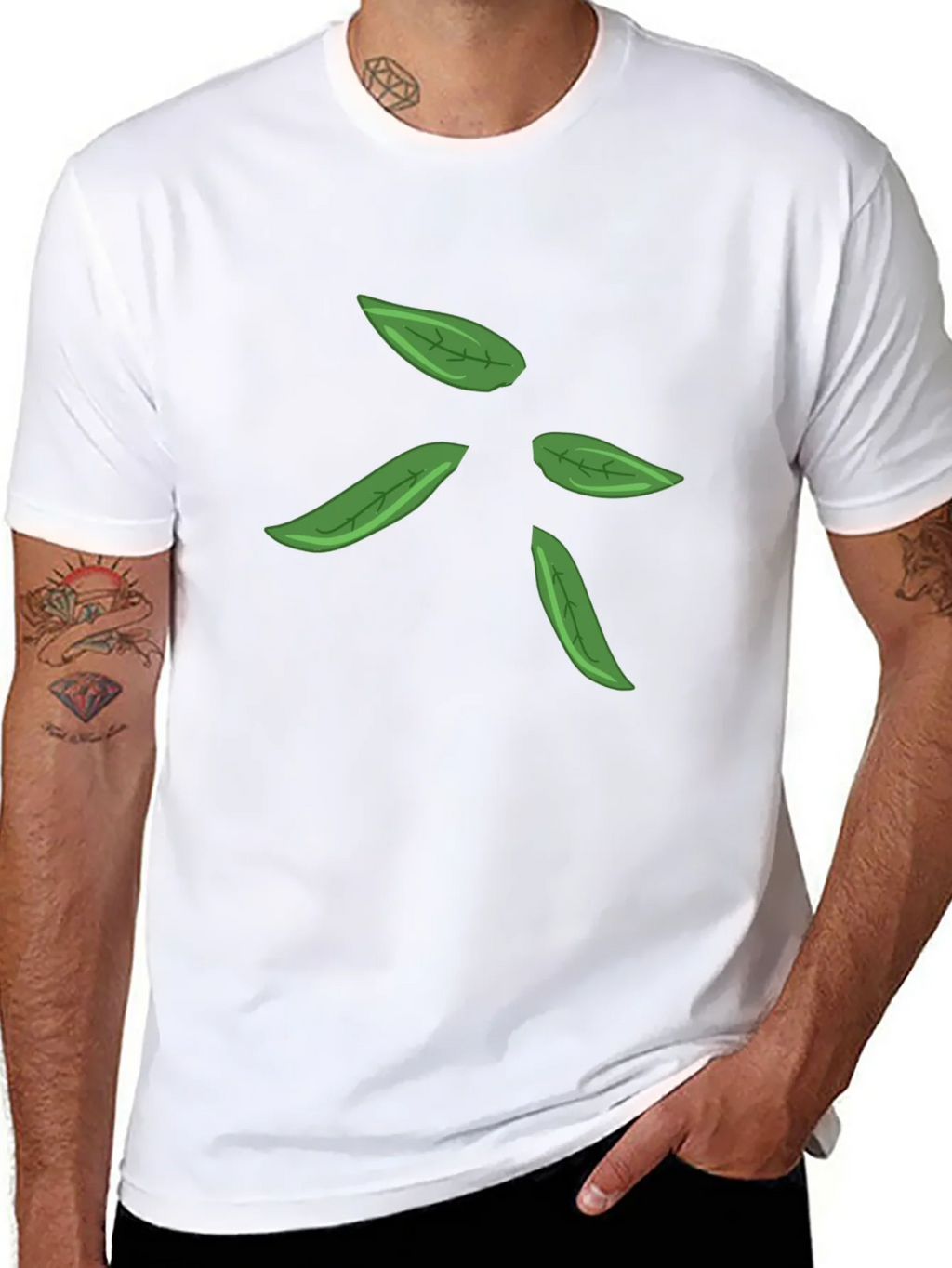 Leaf Design Black T-Shirt for Men product image 7