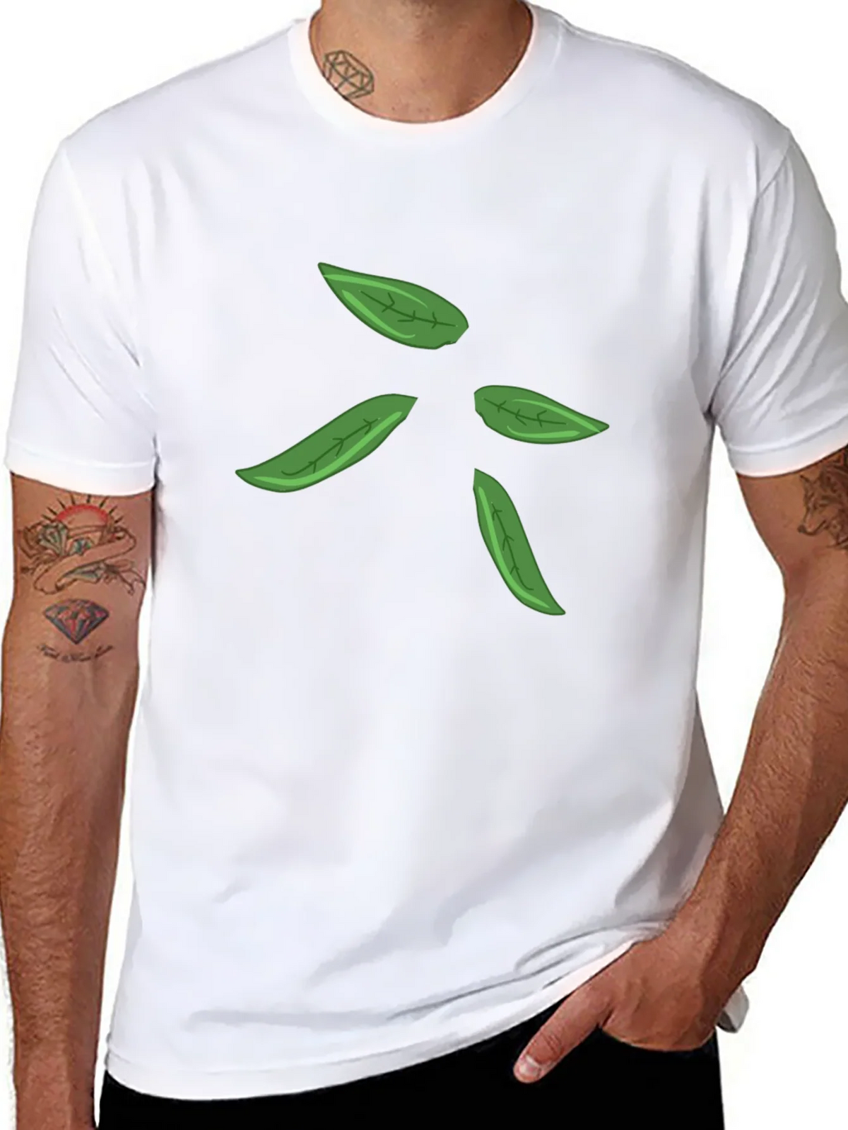 Leaf Design Black T-Shirt for Men product image 7