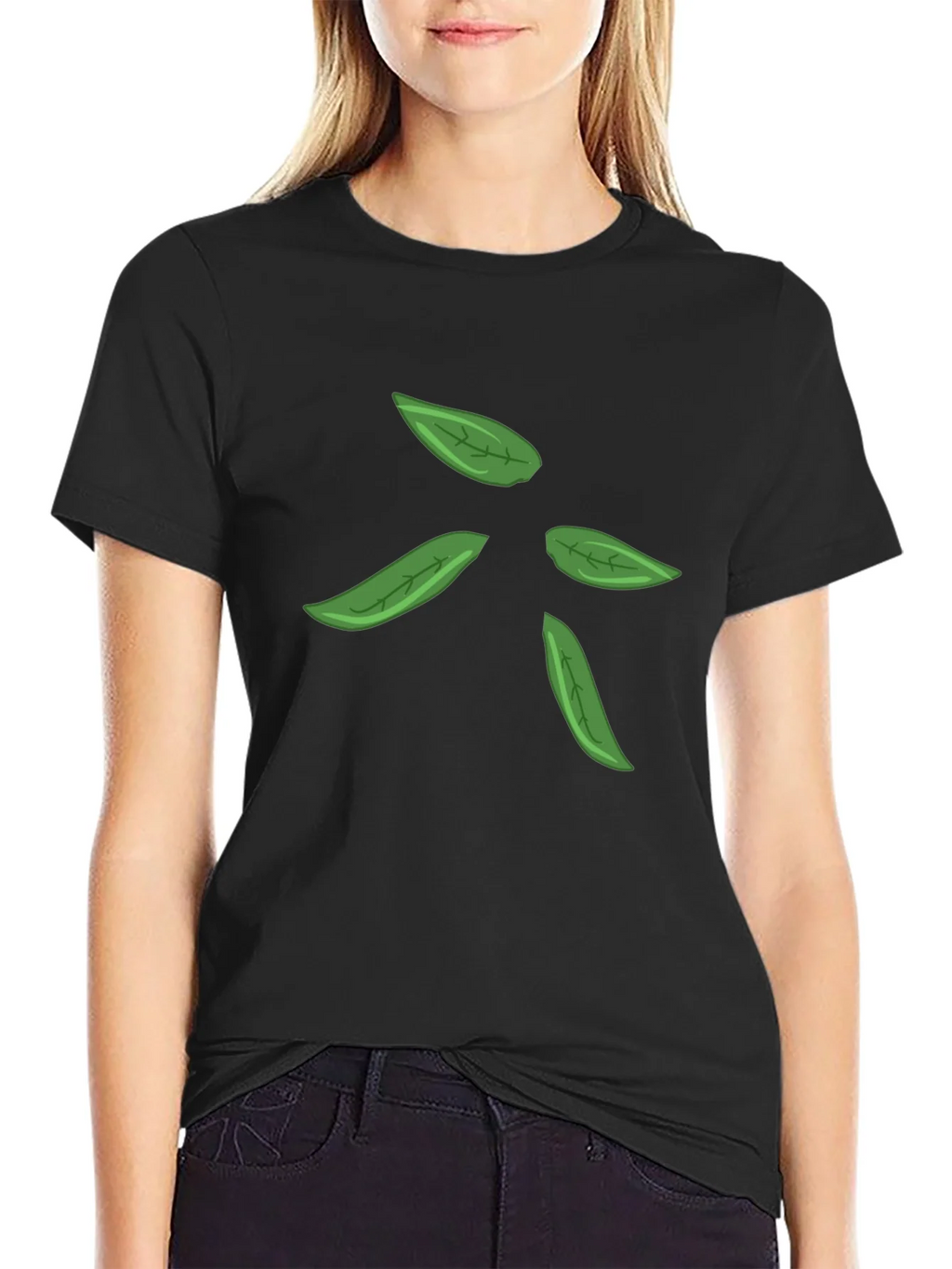Leaf Design Black T-Shirt for Men product image 2