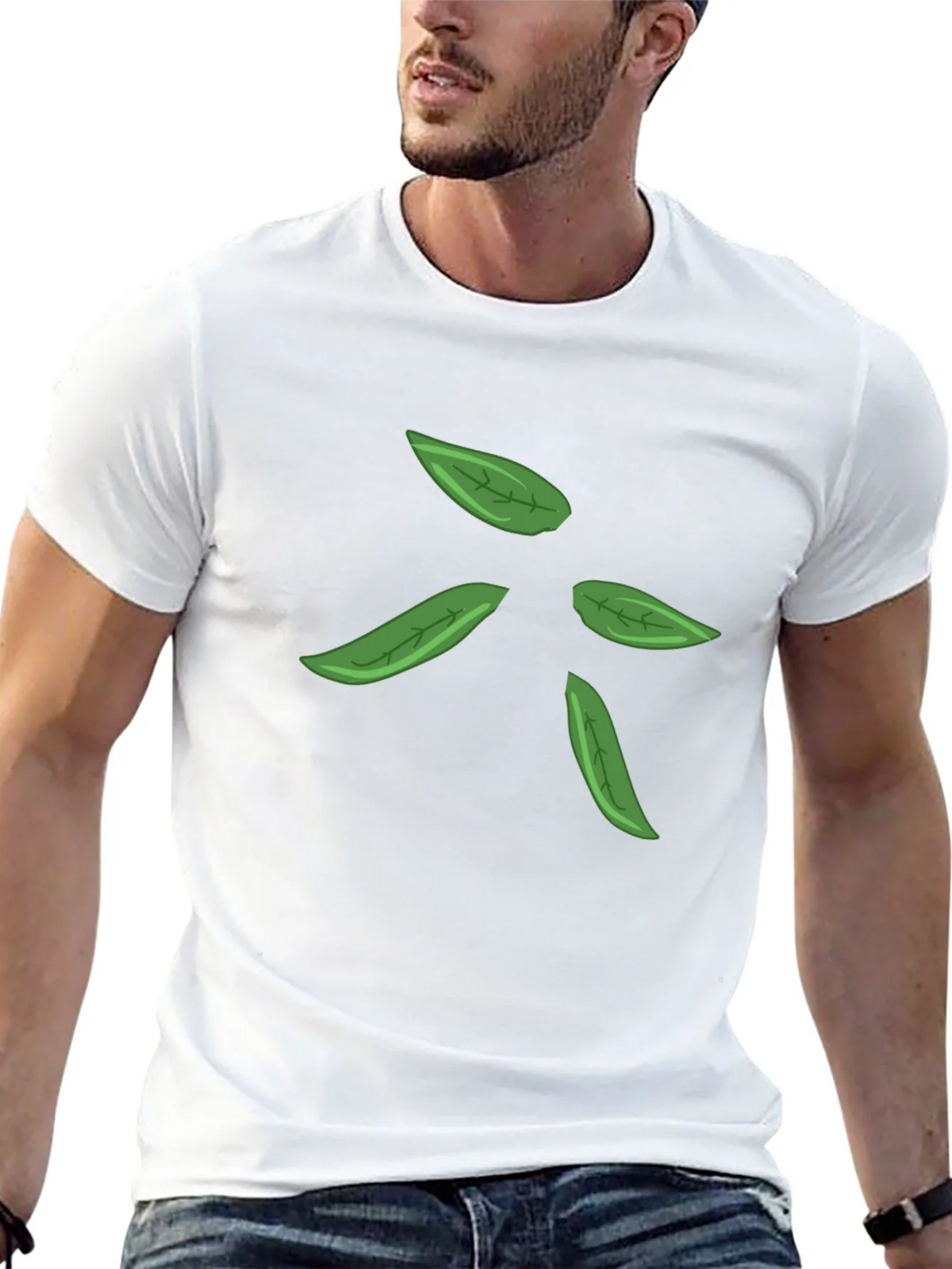 Leaf Design Black T-Shirt for Men product image 12