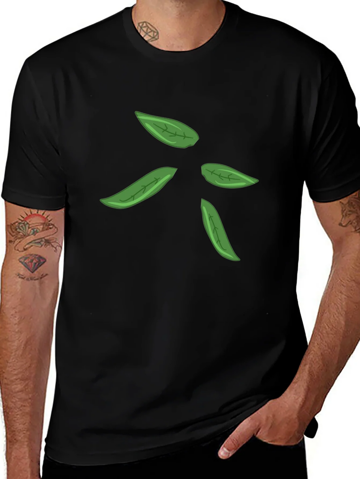 Leaf Design Black T-Shirt for Men product image 1