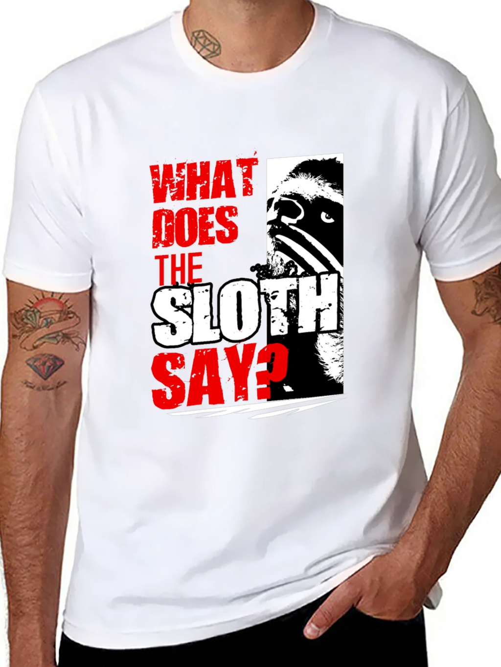 What Does The Sloth Say? Graphic Tee - Black product image 3