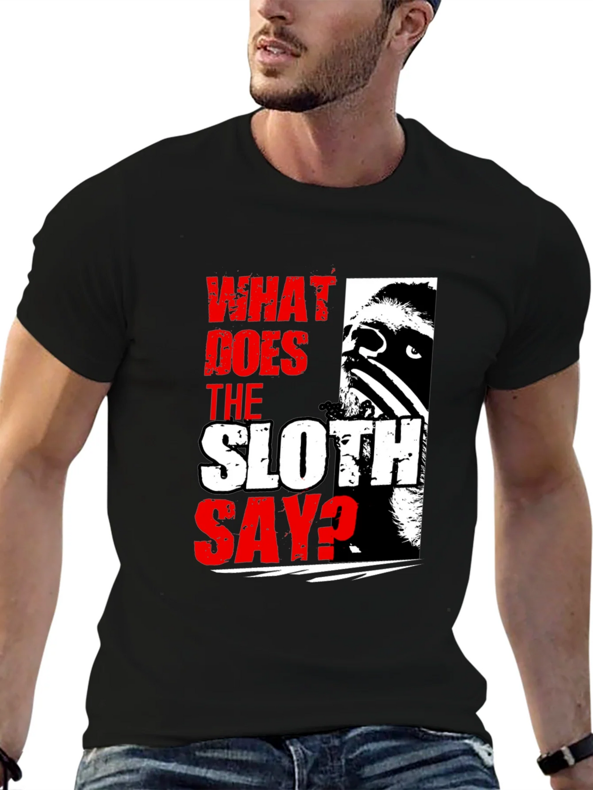 What Does The Sloth Say? Graphic Tee - Black product image 2