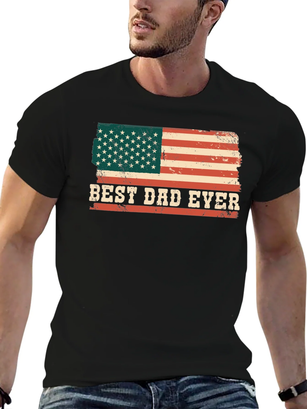 Best Dad Ever American Flag Graphic T-Shirt product image 6