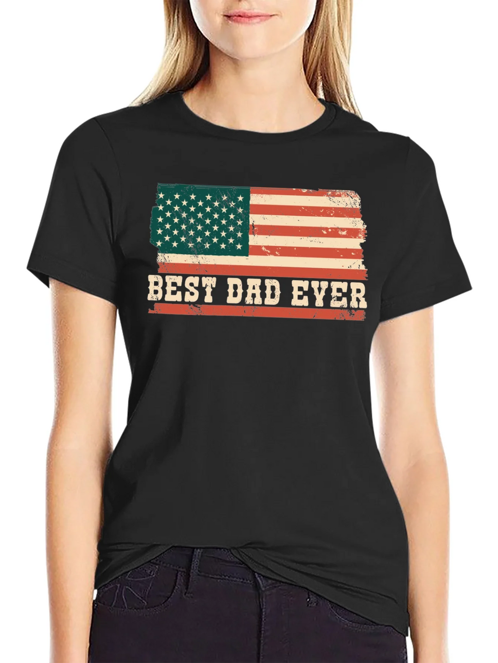Best Dad Ever American Flag Graphic T-Shirt product image 2