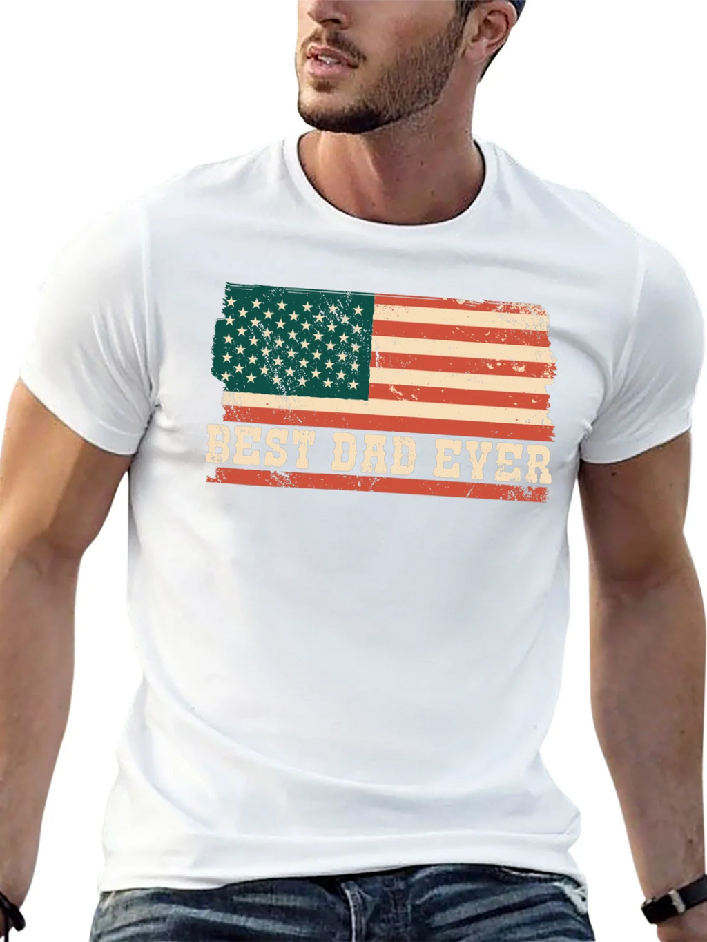 Best Dad Ever American Flag Graphic T-Shirt product image 12