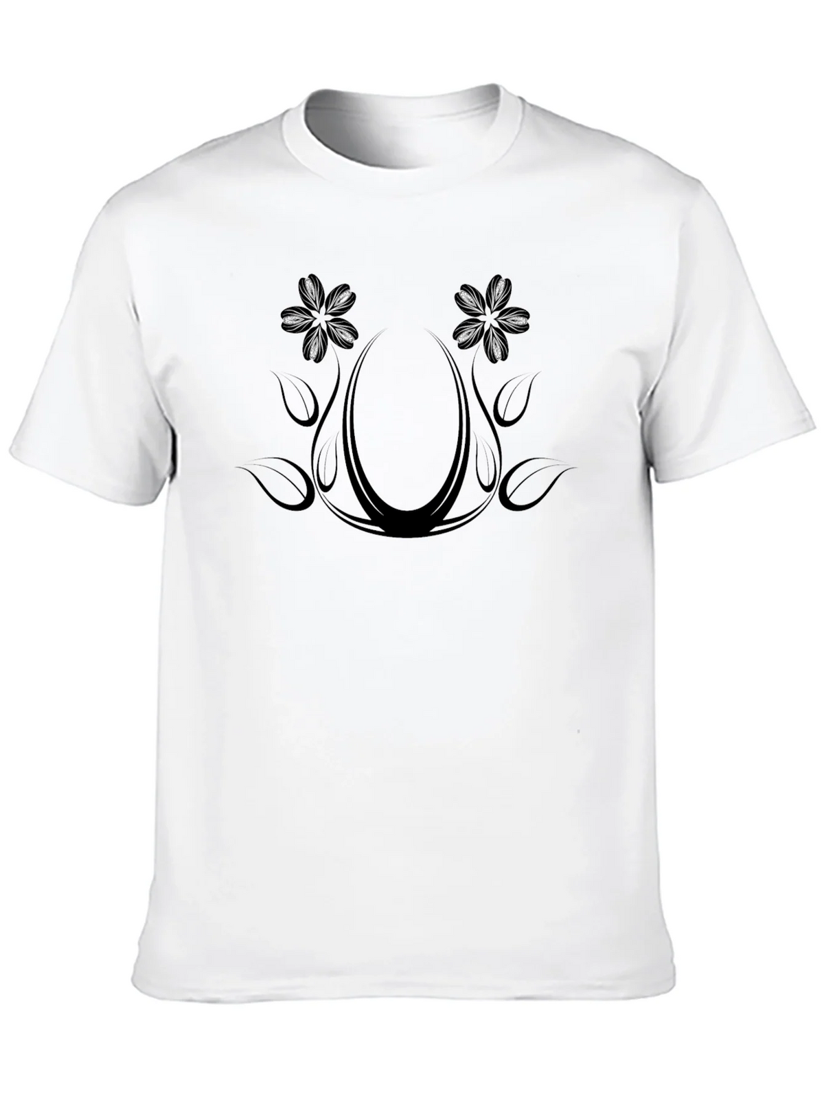Floral Ornament Graphic Print Black Crew Neck T-Shirt product image 9