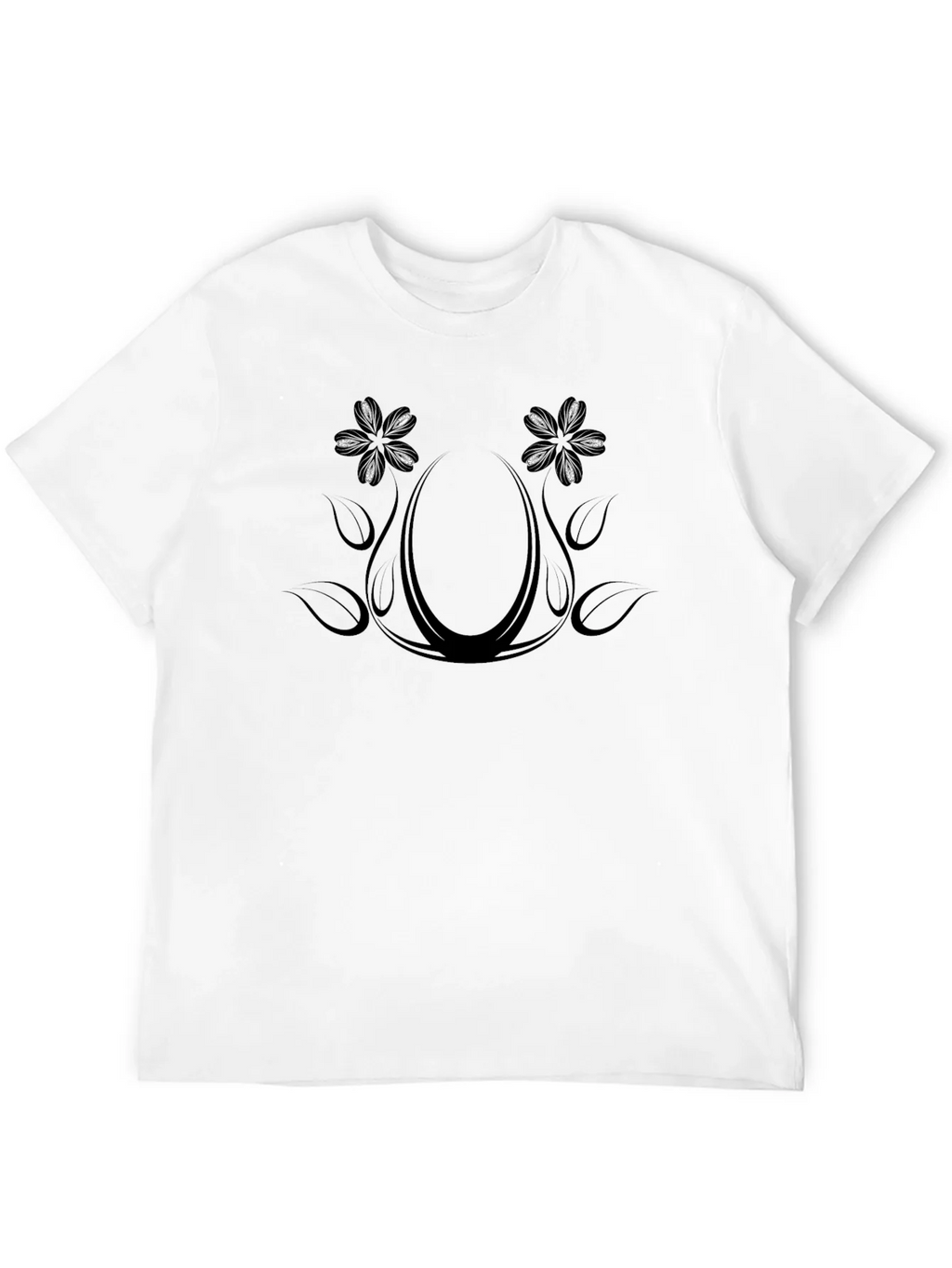 Floral Ornament Graphic Print Black Crew Neck T-Shirt product image 11