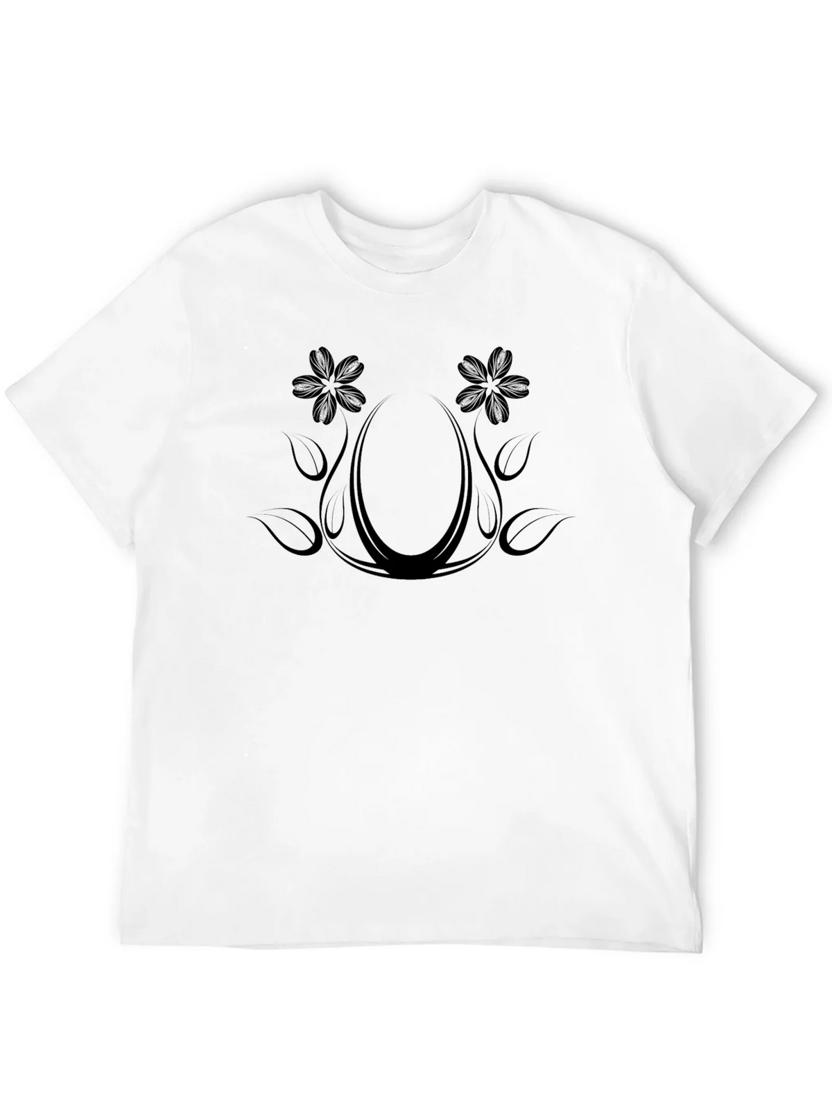 Floral Ornament Graphic Print Black Crew Neck T-Shirt product image 11
