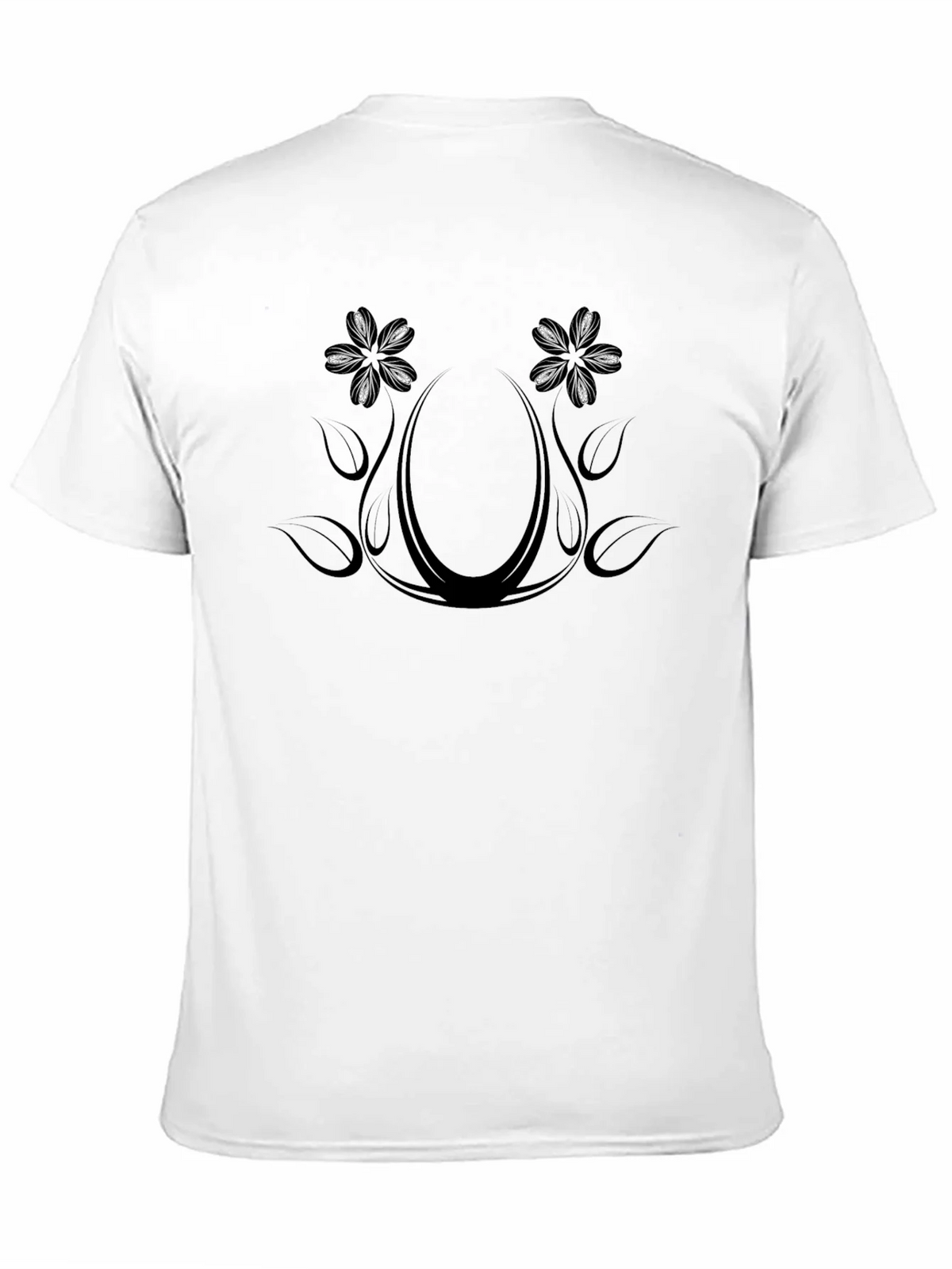 Floral Ornament Graphic Print Black Crew Neck T-Shirt product image 10