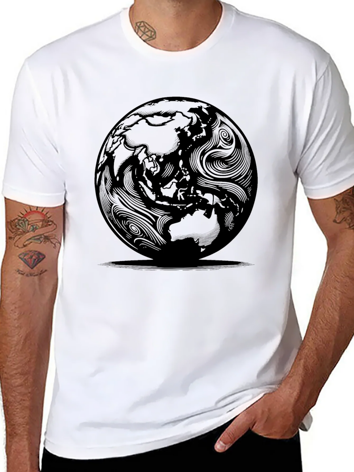 Earth Globe Graphic T-Shirt - Modern Round World Design product image 6