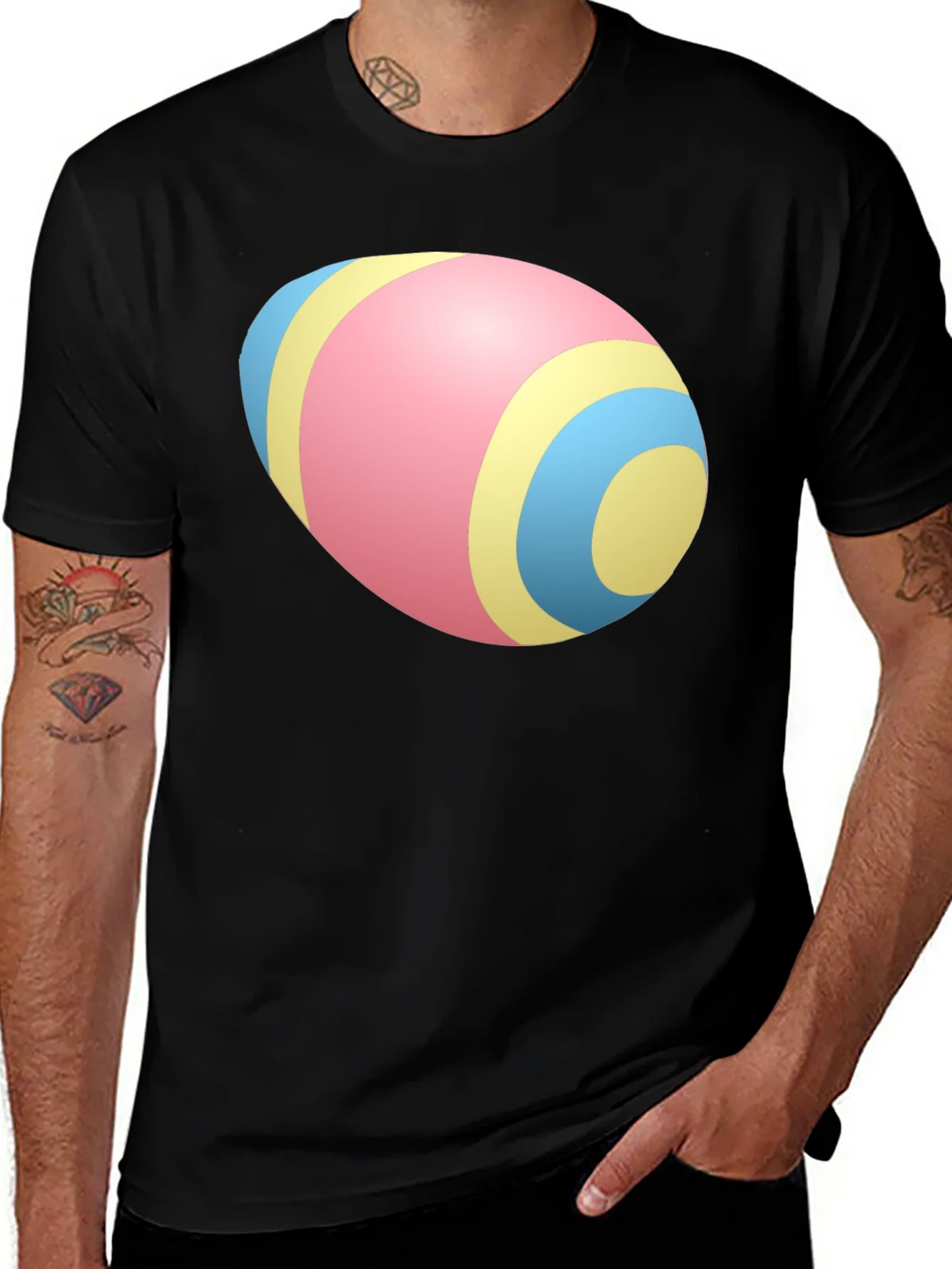 Easter Egg Pattern Black T-Shirt product image 1