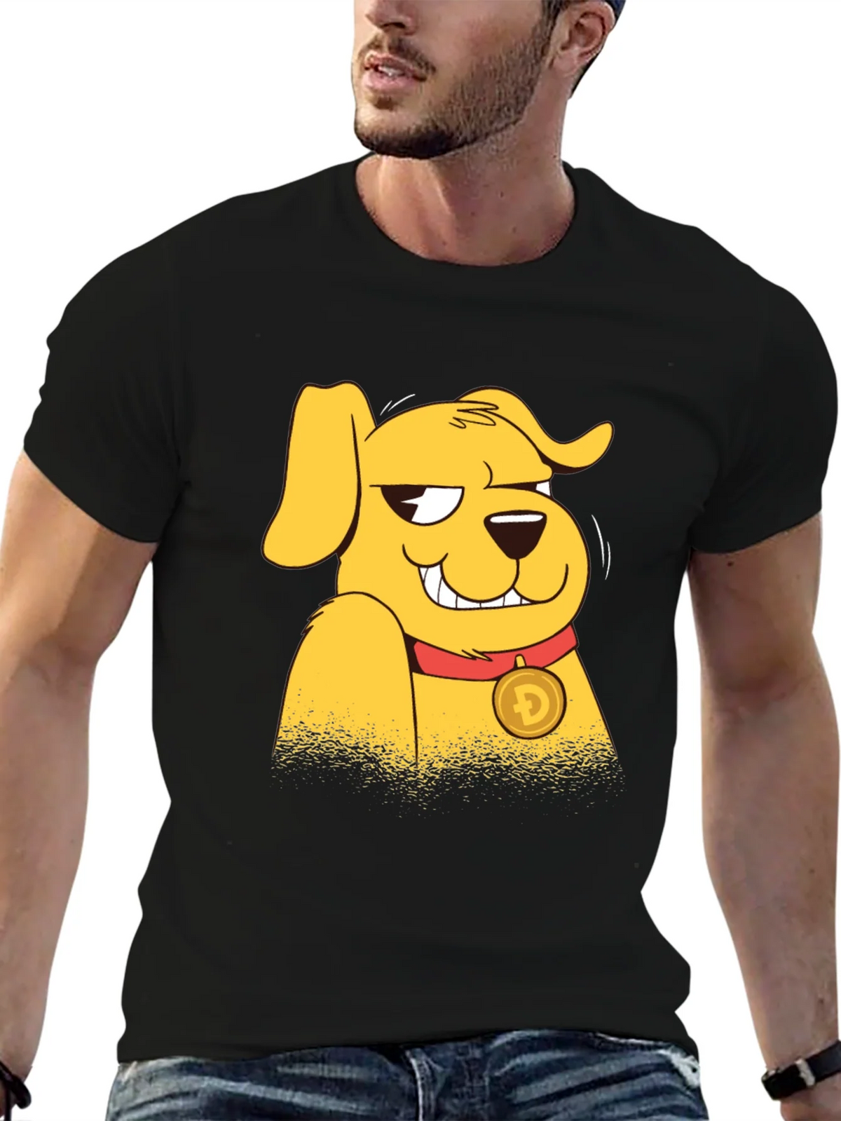 Doge Cartoon Graphic Black T-Shirt product image 6