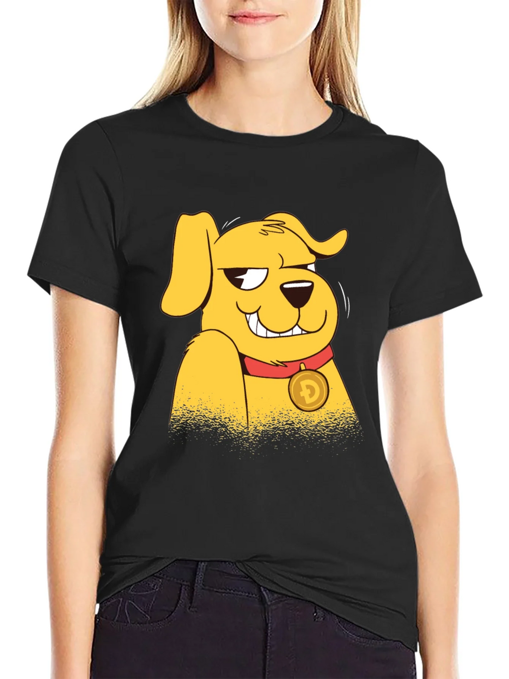 Doge Cartoon Graphic Black T-Shirt product image 2