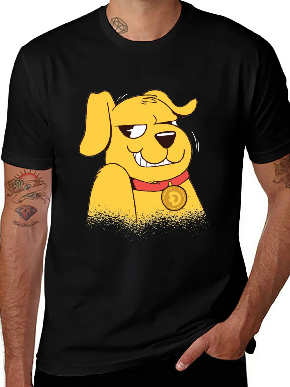 Doge Cartoon Graphic Black T-Shirt product image 1