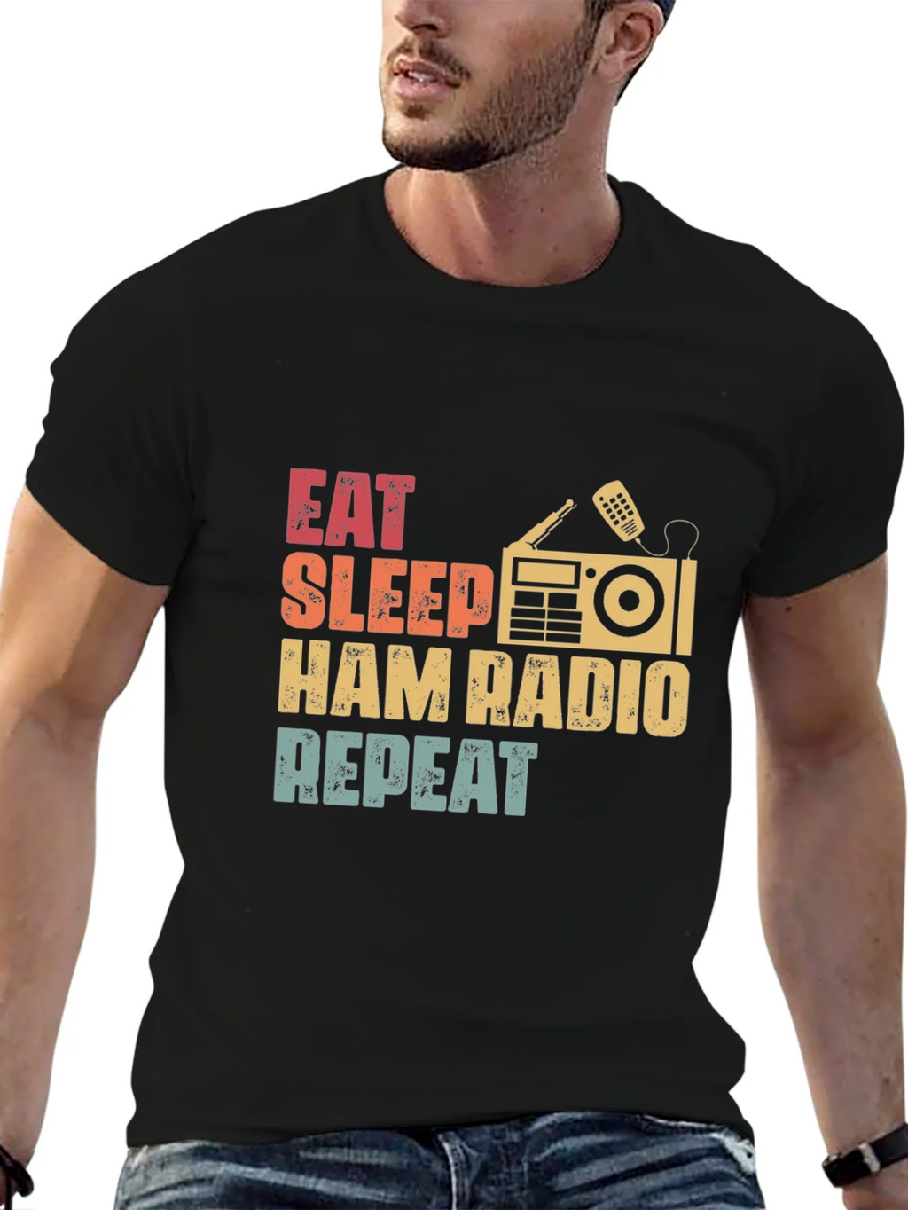 Eat Sleep Ham Radio Repeat Graphic T-Shirt product image 3
