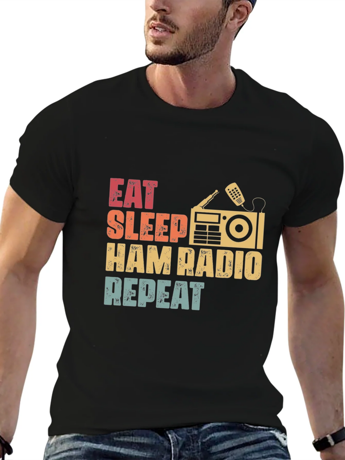 Eat Sleep Ham Radio Repeat Graphic T-Shirt product image 3