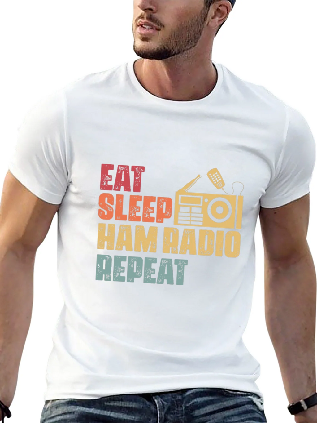 Eat Sleep Ham Radio Repeat Graphic T-Shirt product image 7
